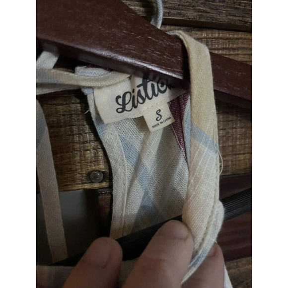 listicle dress small stripe spring summer High Neck flowy casual Boho - Picture 2 of 5